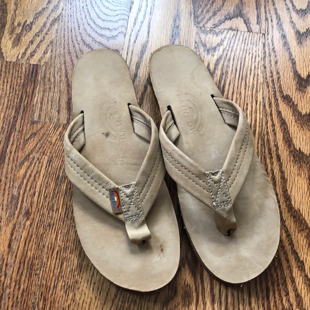 Rainbow arch support thick strap flip flops